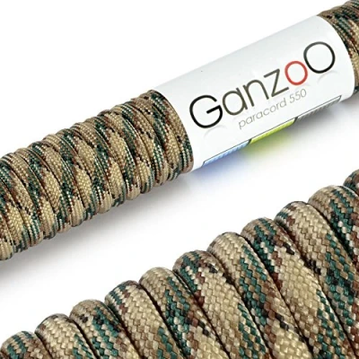 Abbildung von Ganzoo Paracord 550 Seil 4mm Outdoor Schnur / 30 Meter/Typ 3 Nylon &amp; Polyester/ 7 Innenstränge/Allzweckseil für Hundehalsband/Hundeleine Knüpfen/Camping Survival/Camoflage