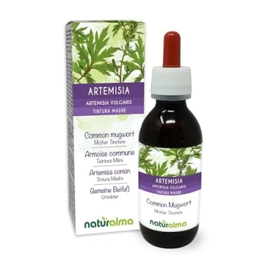 Abbildung von Gemeine Beifuß (Artemisia vulgaris) Kraut mit Blüten Alkoholfreier Urtinktur Naturalma Flüssig Extrakt Tropfen 120 ml Nahrungsergänzungsmittel Veganer