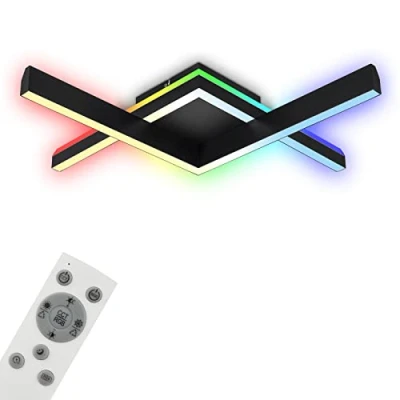 Abbildung von BRILONER Leuchten Deckenlampe RGB, Backlight Deckenleuchte LED, Dimmbar, Farbtemperatur einstellbar, LED Frame Fernbedienung, Schwarz