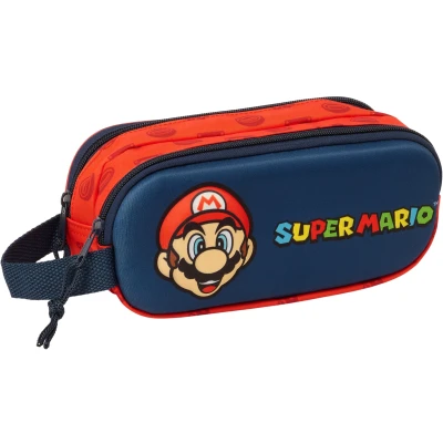 Abbildung von Super Mario 3D Doppel Federmäppchen, Rot/Marineblau