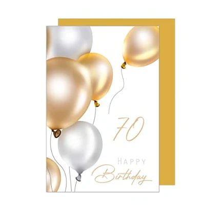 Abbildung von Edition Seidel Premium Glückwunschkarte zum 70. Geburtstag mit Umschlag. Geburtstagskarte Grusskarte Billet Luftballons Karte Happy Birthday Mann Frau (GZ349 70 SW023)