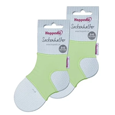 Abbildung von Hoppediz Unisex Baby 2 er Set Sockenhalter Socken, 0 6 Monate, grün, Einheitsgröße (2er Pack)