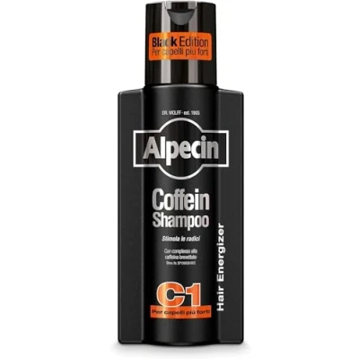Abbildung von Alpecin Coffein Shampoo C1 Black Edition 2 x 250 ml mit neuem Duft Natürliches Haarwachstum für Männer Energie kräftiges Haar Haarpflege Made in Germany