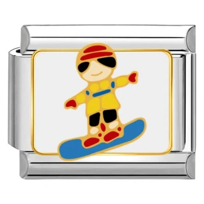 Abbildung von Quiges 9mm Italian Style Charm Modell Edelstahl Skifahren für Italien Armbänder