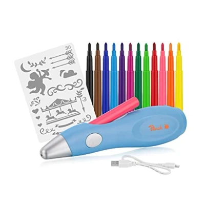 Abbildung von Peach elektrischer Airbrush Stift 12 Farben inkl. mehr als 70 Vorlagen PO150, Blau