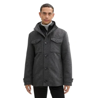 Abbildung von TOM Tailor 2IN1 Kurzmantel, Herren, Größe: Medium, Dark grey black herringbone