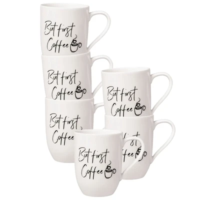 Abbildung von Villeroy &amp; Boch Becher »Becher mit Henkel 'But first Coffee' Statement 290 ml 6er Set weiß«