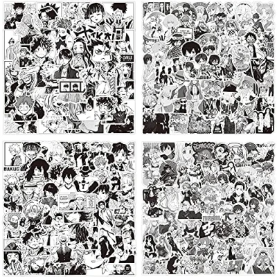Abbildung von 200St.Anime Gemischte Aufkleber,Schwarz Wei? Aufkleber Vinyl wasserdichte Sticker Pack, Klassische Anime f¨¹r Laptop Wasserflasche Handyh¨¹lle Auto