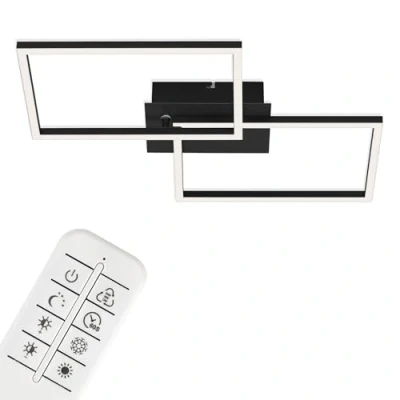 Abbildung von BRILONER LED Deckenlampe mit Fernbedienung, dimmbar, einstellbar von warmweiß bis neutralweiß, Lampe, Deckenleuchte, Wohnzimmerlampe, Schlafzimmerlampe, Küchenlampe, 50x38,8x7,8 cm, Schwarz
