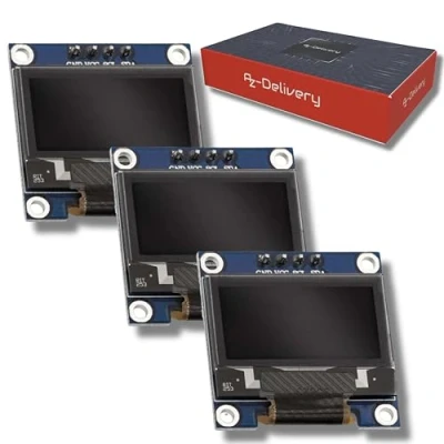 Abbildung von AZDelivery 3 x 0,96 Zoll OLED Display I2C SSD1306 Chip 128 64 Pixel Bildschirm Anzeigemodul mit weißen Zeichen kompatibel Arduino und Raspberry Pi inklusive E Book!