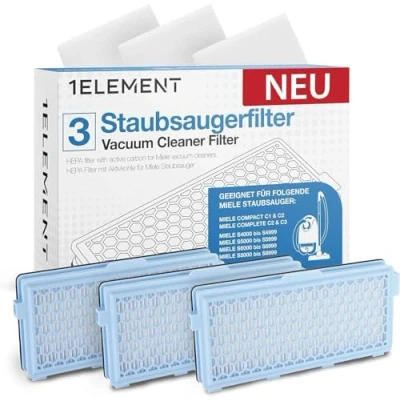 Abbildung von 3 Filter für Miele Staubsauger [Compact C1 &amp; C2, Complete C2 C3, S8340] HEPA und Motorfilter Allergiker gegen Feinstaub Gerüche [S4000, S5000, S6000 S8000 Series] 2022