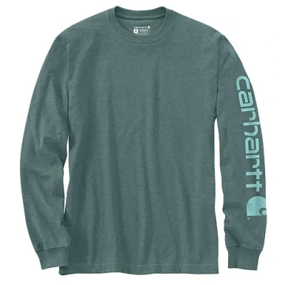 Abbildung von Carhartt Herren Langarmshirt Relaxed Fit Heavyweight Long Sleeve Logo Graphic, Farbe:sea Pine Heather, Größe:XL
