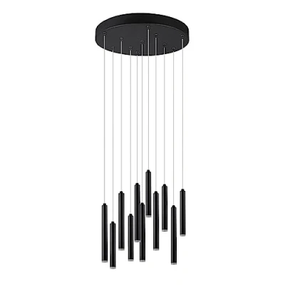 Abbildung von Trio Leuchten LED Pendelleuchte Tubular 321691132, Metall Schwarz matt, inkl. 11x 2,8 Watt LED, Switch Dimmer