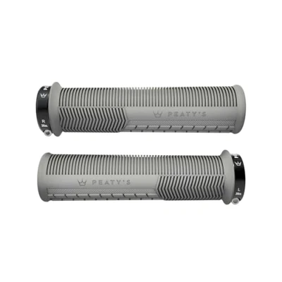 Abbildung von Peaty&#039;s Monarch Grips Grau/Pilz/Dünn Trail Komfort, langlebig, ergonomische Fingerstangen, unterstützt Daumenpolster, ganztägiges Reiten, Allwetter und Gelände, MTB Enduro Downhill E Bike