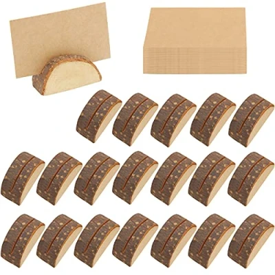 Abbildung von Belle Vous Halbkreis Tischkartenhalter Holz (20 Stk) Rustikale Kartenhalter mit 30 Tischkarten Tischnummern Hochzeit, Fotos, Memo , Post &amp; Menükartenhalter