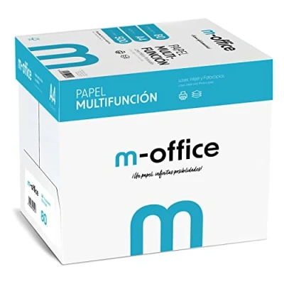 Abbildung von A4 Papier, 80 g, Packung mit 250 Blatt, Multifunktionspapier für Inkjet und Laserdrucker, Blätter, 210 x 297 mm, ideal Büro Zuhause · m office (2.500 Blatt)