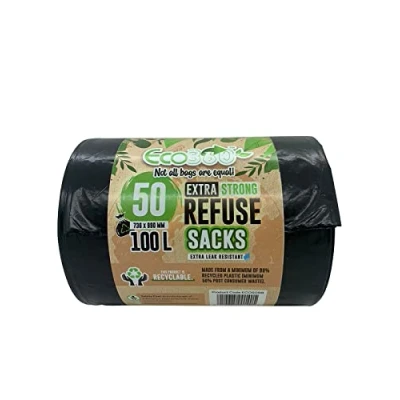 Abbildung von EcoBag ECO50RB Abfallsäcke, robust, 100 l, Schwarz, 50 Stück