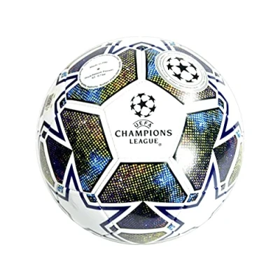 Abbildung von UEFA Champions League Fußball, Größe 5, offiziell lizenziert, Training, Match, Merchandise, Sammlerstück für Kinder und Erwachsene, tolles Fußballgeschenk, Weiß/Blau/Grün