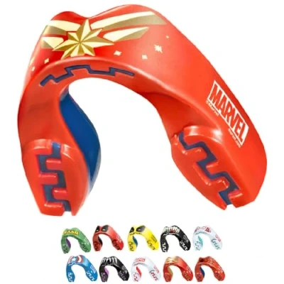 Abbildung von Marvel Captain America Sport Zahnschutz Erwachsene und Kinder Mundschutz Für alle Vollkontakt Sportarten einschließlich Rugby, MMA, Kampfsport, Kickboxen, Judo, Hockey &amp; Boxe