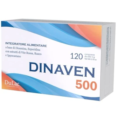 Abbildung von DuLàc, Dinaven 500, Nahrungsergänzungsmittel Mit Diosmin Und Hesperidin, Geeignet Bei Schweren Geschwollenen Beinen, Fördert Die Mikrozirkulation, Made in Italy, 120 Tabletten, 650 mg