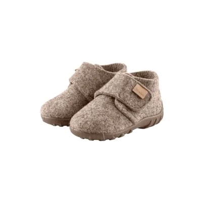Abbildung von Sterntaler Hausschuh aus Wollfilz, Unisex Baby und Kinder Schuhe mit rutschfester Sohle Klettverschluss flexible Sohle, braun, 26