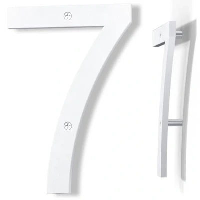 Abbildung von Yafimea Hausnummer Weiß 20cm, Hausnummernschild Groß Mdoerne Aus ABS Kunststoff in 3D Optik, Ziffer 7