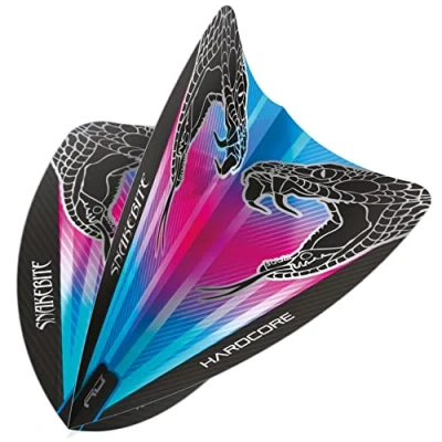 Abbildung von RED DRAGON Peter Wright Snakebite Hardcore Freestyle Dart Flights, Pink und Blau, 3 Sets pro Packung (9 Flights insgesamt), F6691