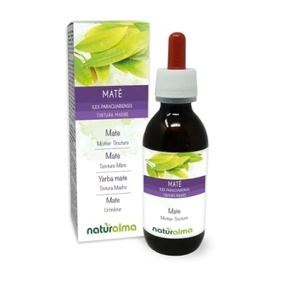 Abbildung von Mate (Ilex paraguariensis) Blätter Alkoholfreier Urtinktur Naturalma Flüssig Extrakt Tropfen 120 ml Nahrungsergänzungsmittel Veganer