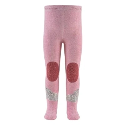 Abbildung von Sterntaler Baby Krabbelstrumpfhose mit Motiv Schaf, Mädchen Anti Rutsch Noppen an Knie, Spann und Sohle Krabbelhose puderrosa melange, 86