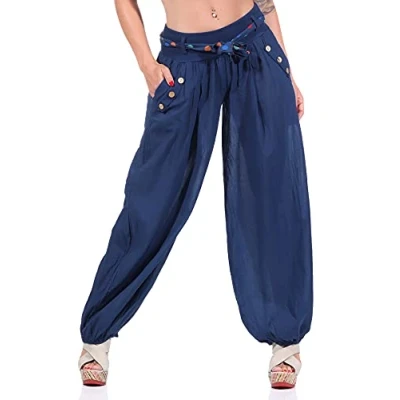 Abbildung von Malito Damen Haremshose Leichte Stoffhose aus Baumwolle Bequeme Hippie Sommerhose für warme Tage Aladinhose/Pumphose 3417 (Rot)