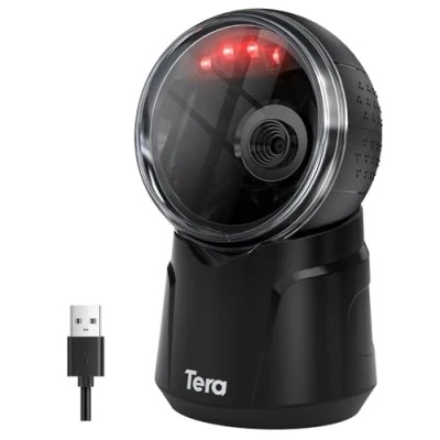 Abbildung von Tera Barcode Scanner Desktop Omnidirektional: 1D 2D QR Freihändiger USB Verdrahteter Barcodescanner Einstellbarer Scan Kopf für POS Supermarkt Einzelhandelsgeschäft Mobile Zahlung Modell 9000