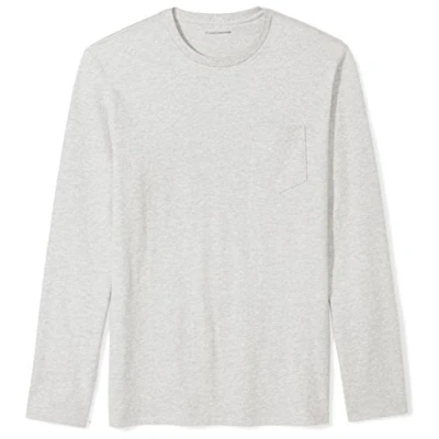 Abbildung von Amazon Essentials Herren Langärmeliges T Shirt, Schmale Passform, Hellgrau Meliert, L