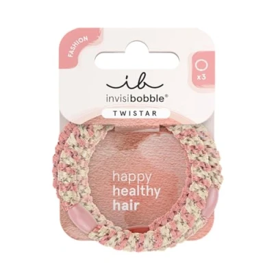 Abbildung von invisibobble Twistar Haargummi Blush Braids, Stylisches Haaraccessoire beige &amp; rosa, Damen für jeden Look,3 Stück