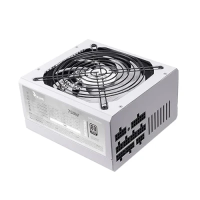 Abbildung von Mars Gaming MPZE750M, Vollmodulares 750W ATX Netzteil, 10 Jahre Garantie, 80Plus Silber +87% Wirkungsgrad, 140mm FDB Lüfter mit AI RPM Technologie, 105º Japanische Kondensatoren, Weiß