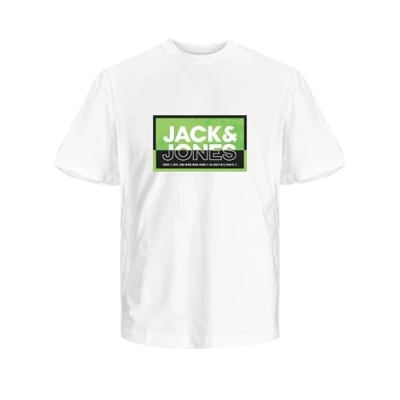Abbildung von JACK&amp;JONES JUNIOR Jungen JCOLOGAN Sommer Print Tee Crew FST JNR T Shirt, White, 140 cm