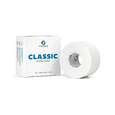 Abbildung von Sportacular Gear Sporttape Classic 3,8cm x 10m versch. Farben und Mengen starres, nicht elastisches Tape wasserabweisend, hautfreundlich, Baumwolle (1 Rolle, weiß)
