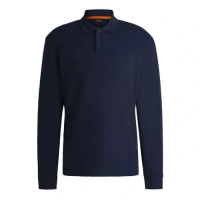 Abbildung von BOSS Petempestolong Langarmshirt, Herren, Größe: Large, Open blue