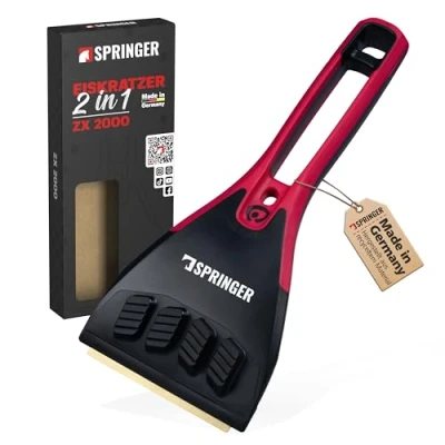 Abbildung von SPRINGER ZX2000 Eiskratzer Made in Germany Scheibenkratzer mit Messingklinge Schneekratzer Eishobelfunktion Rutschfester und ergonomischer Kratzer für Autoscheiben