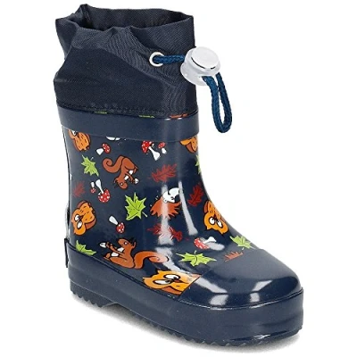 Abbildung von Playshoes Jungen Unisex Kinder Gummistiefel Halbschaft gefüttert Regenstiefel, Marine Waldtiere, 18 EU