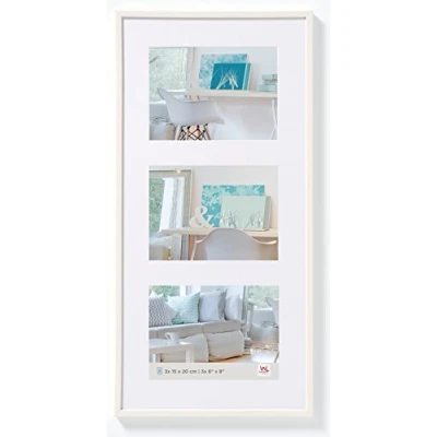 Abbildung von walther design Bilderrahmen weiss 3X 15x20 cm Galerie mit Passepartout, New Lifestyle Kunststoffrahmen KV320W