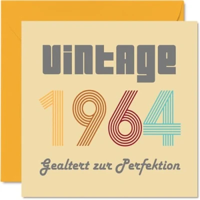Abbildung von Stuff4 60. Geburtstagskarten für Männer Frauen Vintage 1964 Gealtert zur Perfektion 60 Alles Gute zum Geburtstag Karte Opa Oma Mama Papa Onkel Tante 145mm Glückwunschkarten
