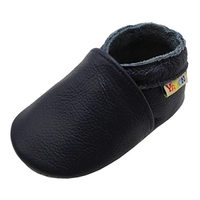 Abbildung von YALION Baby Weicher Leder Lauflernschuhe Krabbelschuhe Babyschuhe Babyhausschuhe, Marineblau, 25 26 EU