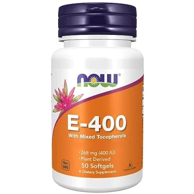 Abbildung von Now Foods Vitamin E 400 IU, D alpha Tocopherol, hochdosiert, 50 Weichkapseln, Laborgeprüft, Glutenfrei, Sojafrei, ohne Gentechnik