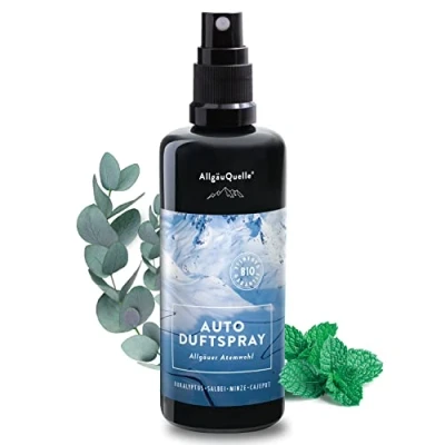 Abbildung von AllgäuQuelle® Auto Duftspray Der BIO Duft als natürlicher Duftspender mit Eukalyptus, Salbei, Minze u. Cajeput ideales Zubehör für Innenraum und Wohnmobil