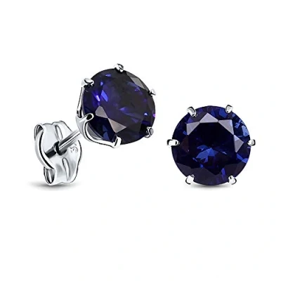 Abbildung von Miore Ohrstecker aus 9 Karat Weißgold (375) mit Saphir im Rundschliff (0.77 Ct) Bouton Ohrringe Edelsteinen für Damen in edler Krappenfassung Allergenfrei &amp; handgemacht (6.7x6.7mm)