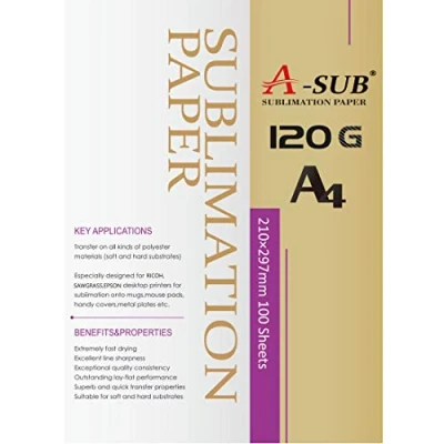 Abbildung von A SUB Sublimationspapier A4, 210 x 297 mm, 100 Blatt, 120 g/m², Kompatibel mit EPSON, SAWGRASS, RICOH, BROTHER Sublimationsdruckern