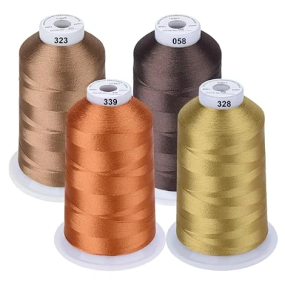 Abbildung von Simthread Maschinenstickgarn 5000M Spulen Set Polyester Stickgarn für Babylock, Bernette, Janome, Kenmore, Singer, W6 N 5000 Stickmaschine und Nähmaschine (4 Braun)