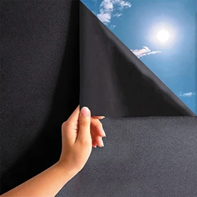 Abbildung von MARAPON ® Fenster Sichtschutzfolie schwarz selbstklebend [44.5x200 cm] inkl. eBook mit Profitipps Verdunkelungsfolie Anti UV Privacy Window Film ohne Lichtdurchlass