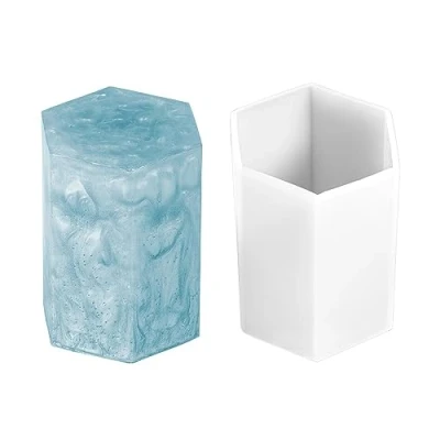 Abbildung von Ideen mit Herz Silikonform Hexagon Zylinder Größe Objekt: 8,7 cm x 6,4 5,6