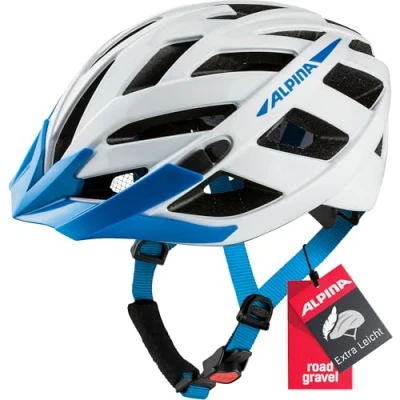 Abbildung von ALPINA PANOMA 2.0 Optimal Anpassbarer, Belüfteter City &amp; Touren Fahrradhelm Mit Fliegennetz Nachrüstbarem LED Für Erwachsene, white blue gloss, 56 59 cm